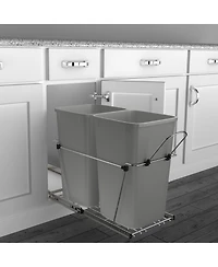 Rev-a-Shelf Double Pullout Trash Can 27 qt. for Kitchen, Silver, Rv-15KD-17C S