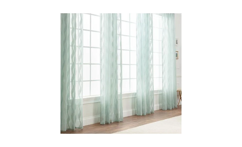 Chanasya Premium Quatrefoil Voile Sheer Curtains - 2-Panel Light Filtering Curtains for Living Room, Bedroom, Kitchen - 52" x 108" - Sage