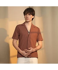 Men's Chocolate Brown Micro Zig-Zag Shirt