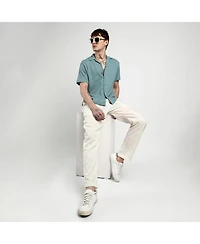 Men's Teal Green Micro Zig-Zag Shirt