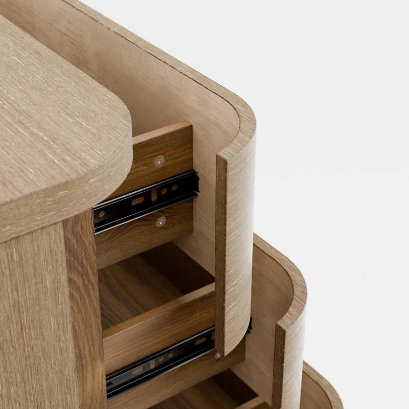 Homsee White Mirror Finished 5 Drawers Chest of Drawers
