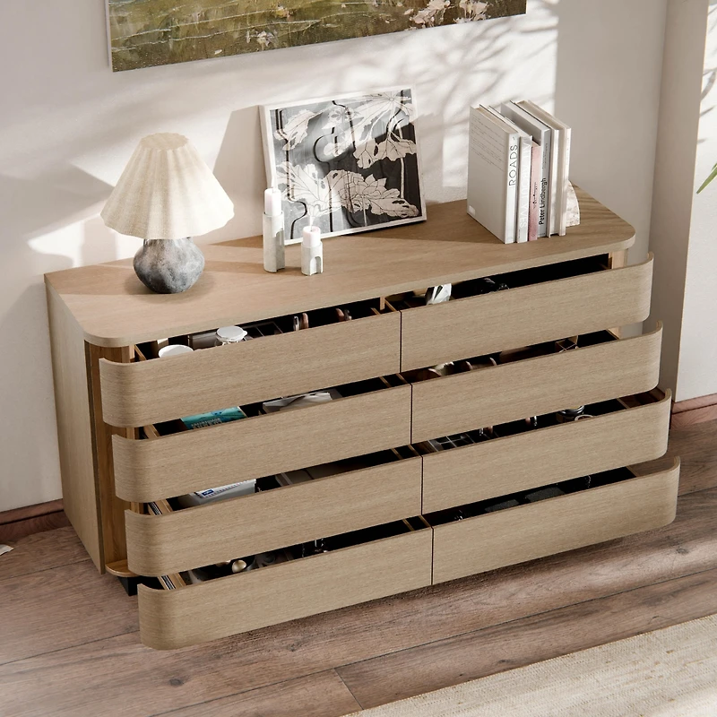 Homsee White Mirror Finished 5 Drawers Chest of Drawers