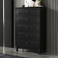 Homsee Black Wood Accent Storage Cabinets Organizer With 5 Drawers