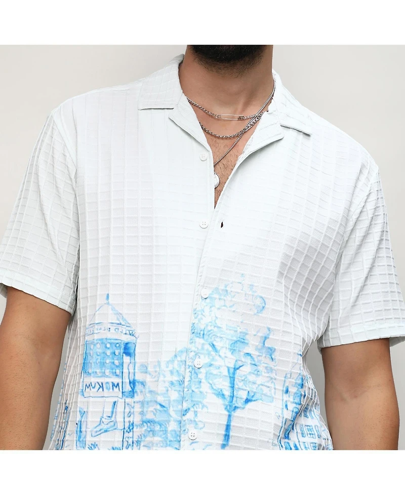 Men's Chalk White:Azure Blue Landscape Strokes Shirt