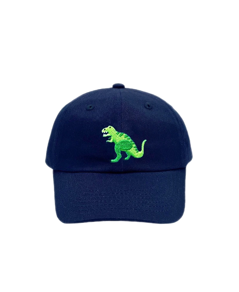 Bits & Bows Boys' T-Rex Baseball Hat in Navy