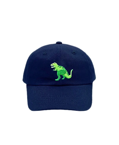 Bits & Bows Boys' T-Rex Baseball Hat in Navy