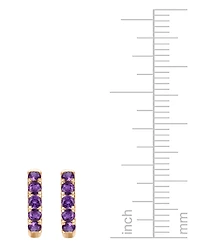 Lab Grown Ruby Five Stone Small Hoop Earrings (5/8 ct. t.w.) 10k Gold, 0.5" (Also available Citrine, Blue Topaz, Amethyst, Peridot, Sapphire, Em