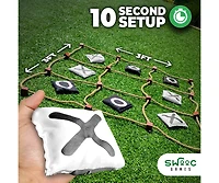 Giant Tic Tac Toe Bean Bag Toss Game | 3ft x 3ft | Instant Setup | Tic Tac Toe Outdoor Game with Rope Game Board