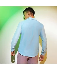 Men's Sky Blue Solid Basic Shirt
