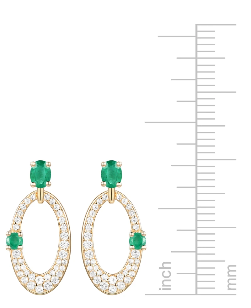 Ruby (5/8 ct. t.w.) & Diamond (1/3 Oval Doorknocker Drop Earrings 14k Gold (Also available Emerald Sapphire)