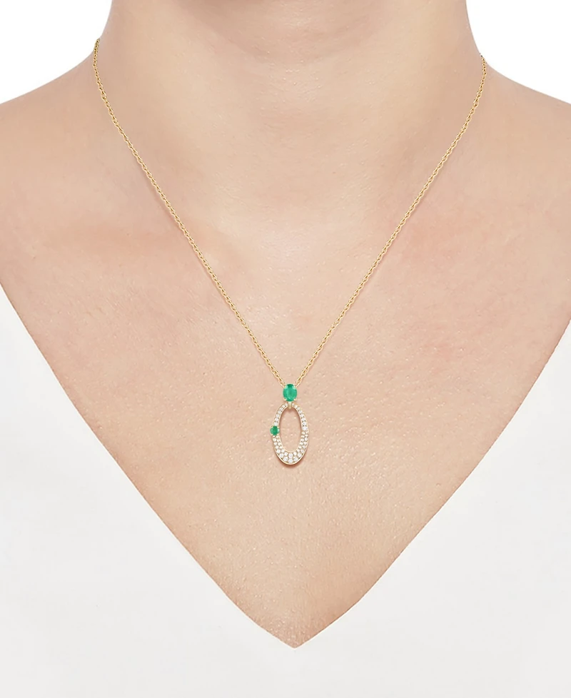 Sapphire (1/2 ct. t.w.) & Diamond (1/3 Oval 18" Pendant Necklace 14k White Gold (Also Available Ruby Emerald)