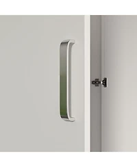 Famapy White 2-Doors Armoire Wardrobe with Hanging Rod and Storage Shelves