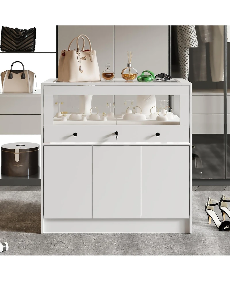 Homsee White Storage Cabinet Bedroom Dresser Armoire Island