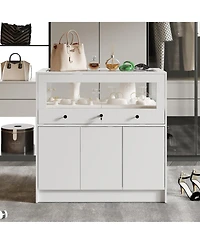 Homsee White Storage Cabinet Bedroom Dresser Armoire Island
