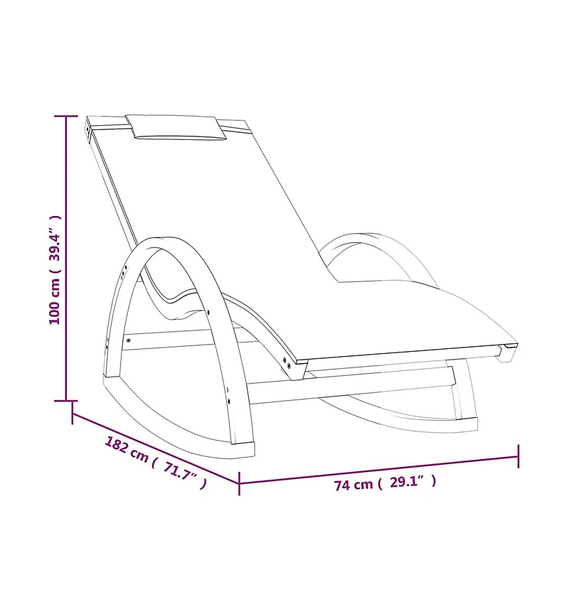 vidaXL Rocking Chair White Textilene and Solid Wood Poplar