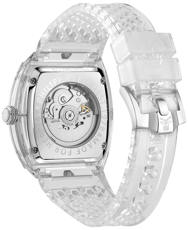 Philipp Plein Men's Automatic Skeleton Transparent Tpu Strap Watch 44x56mm