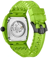 Philipp Plein Men's Automatic Skeleton Green Tpu Strap Watch 44x56mm
