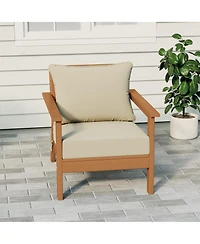 WestinTrends Outdoor Modern Hdpe Patio Teak Club Chair with Deep Seat Cushions