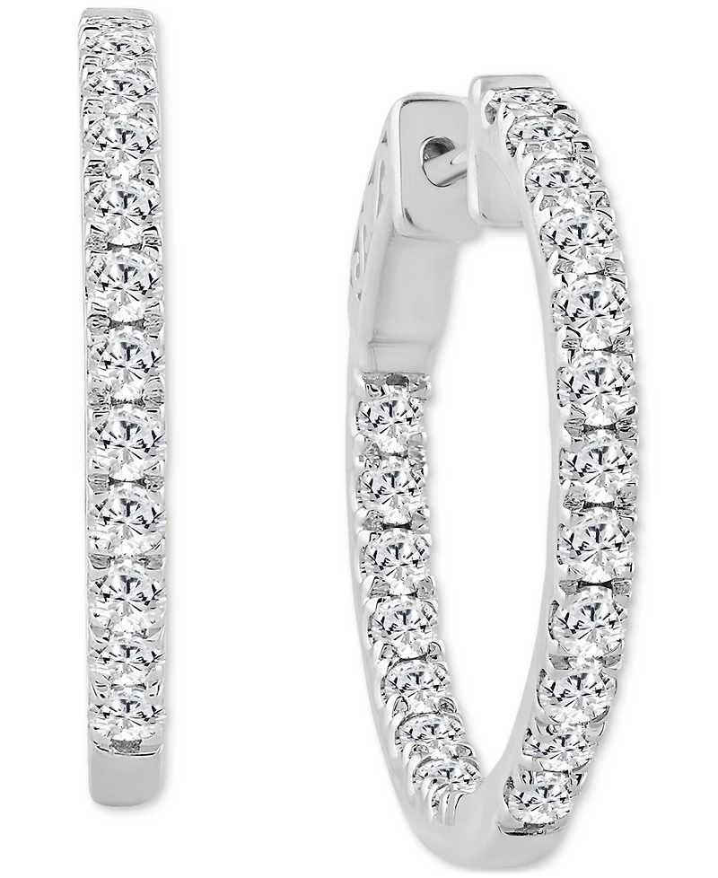 Diamond In & Out Hoop Earrings (1-1/2 ct. t.w.) in 10k White Gold