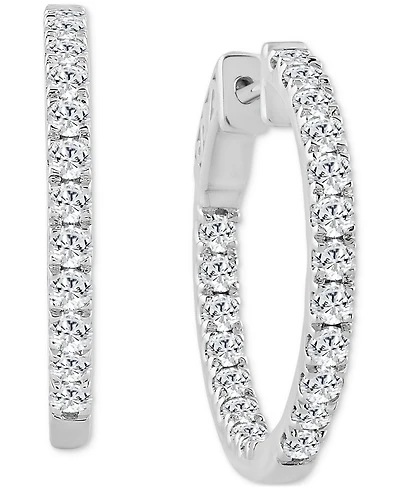 Diamond In & Out Hoop Earrings (1-1/2 ct. t.w.) in 10k White Gold