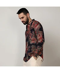 Men's Crimson Red & Midnight Black Paisley Flora Shirt