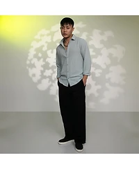 Men's Icy Blue Cubic-Seersucker Shirt