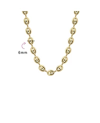 Bling Jewelry Yellow Gold Plated Nautical Anchor Link Puff Mariner Chain Choker Necklace 6MM Wide 15Inch