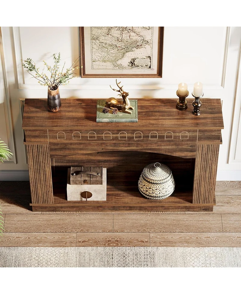 Tribesigns 47.24-Inch Console Table, 2-Tier Entryway Table with Elegant Pattern, Farmhouse Behind Couch Table Sofa Table, Hallway Table Foyer Table