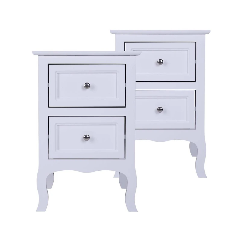 Slickblue 2pcs Country Style Two-Tier Night Tables Large Size