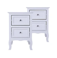 Slickblue 2pcs Country Style Two-Tier Night Tables Large Size