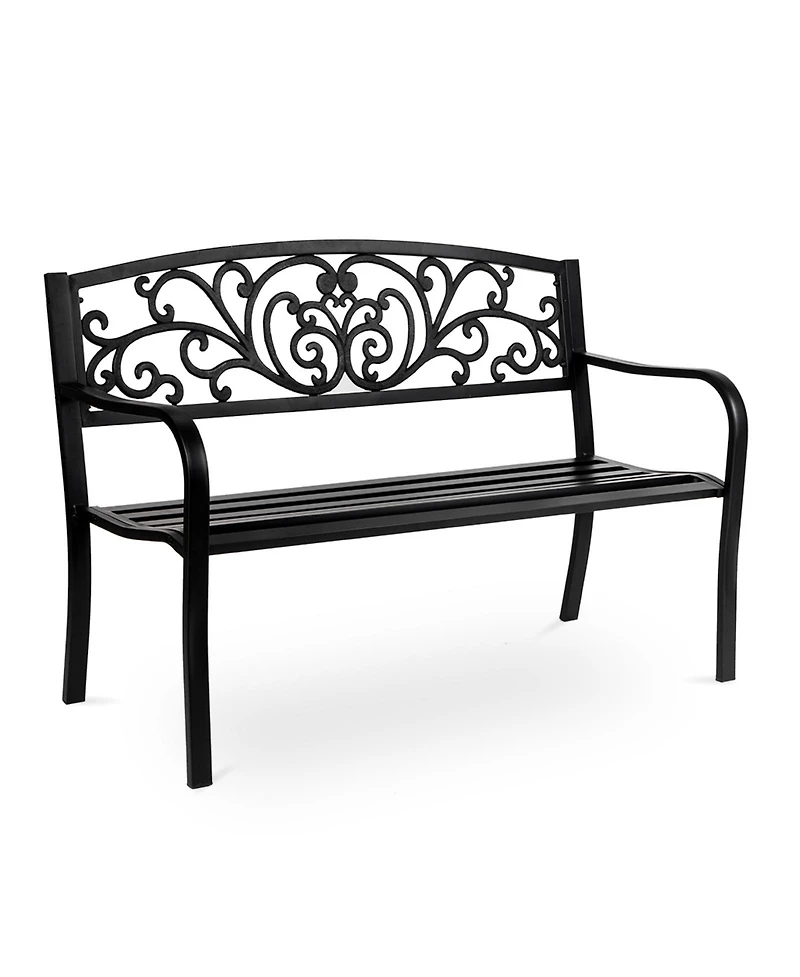 Slickblue 50'' Iron & Pvc Outdoor Bench – Durable Courtyard Park Seating for Leisure and Relaxation