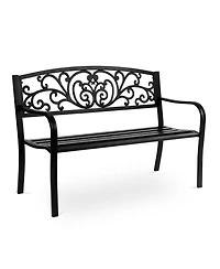 Slickblue 50'' Iron & Pvc Outdoor Bench – Durable Courtyard Park Seating for Leisure and Relaxation