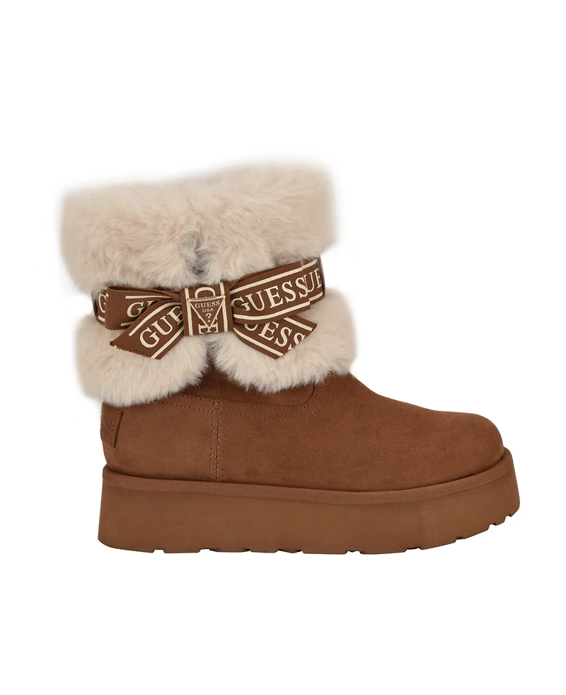 Guess Women's Denla Cold Weather Faux Fur Cozy Booties