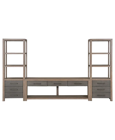 Portmore 80" Wood 3PC Tv Console Set (80"Console, 2 Piers)
