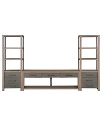 Portmore 80" Wood 3PC Tv Console Set (80"Console, 2 Piers)