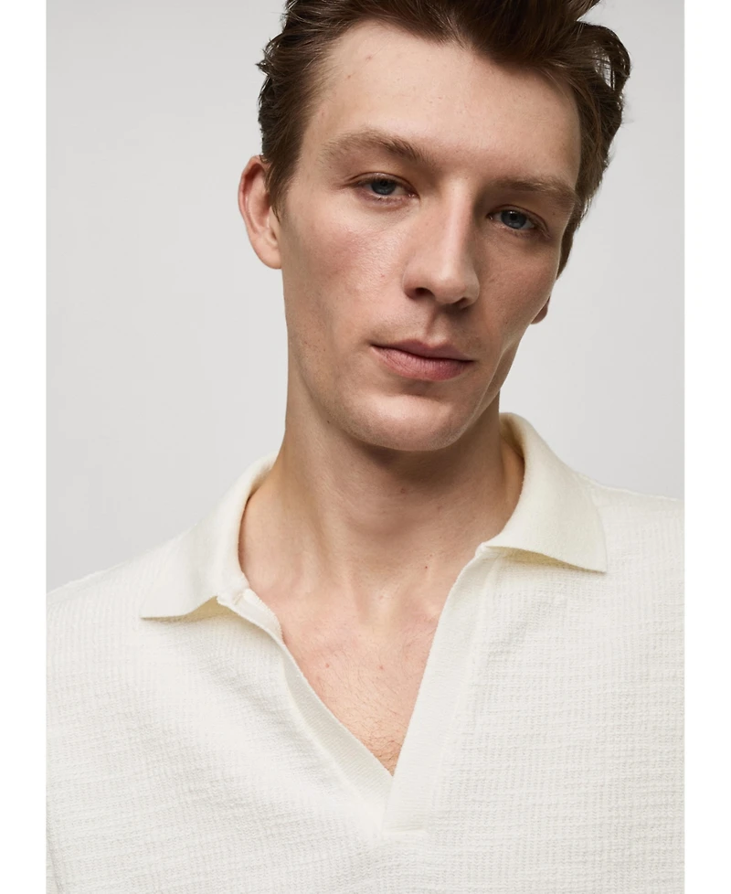 Mango Men's Patterned Cotton Polo Shirt