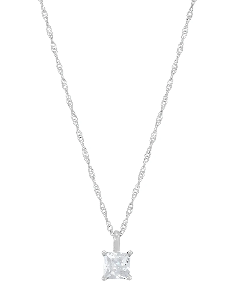 Diamond Princess Solitaire 18" Pendant Necklace (3/8 ct. t.w.) 14k Gold