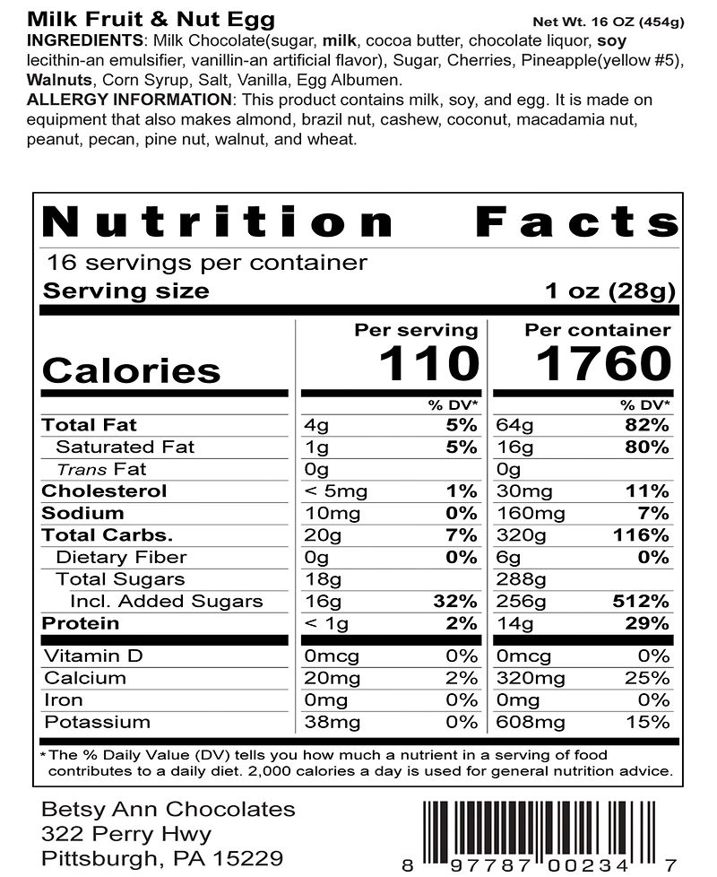 Betsy Ann Chocolates Easter Milk Chocolate Fruit And Nut Egg Foil Egg Bundle, 2 Piece Set