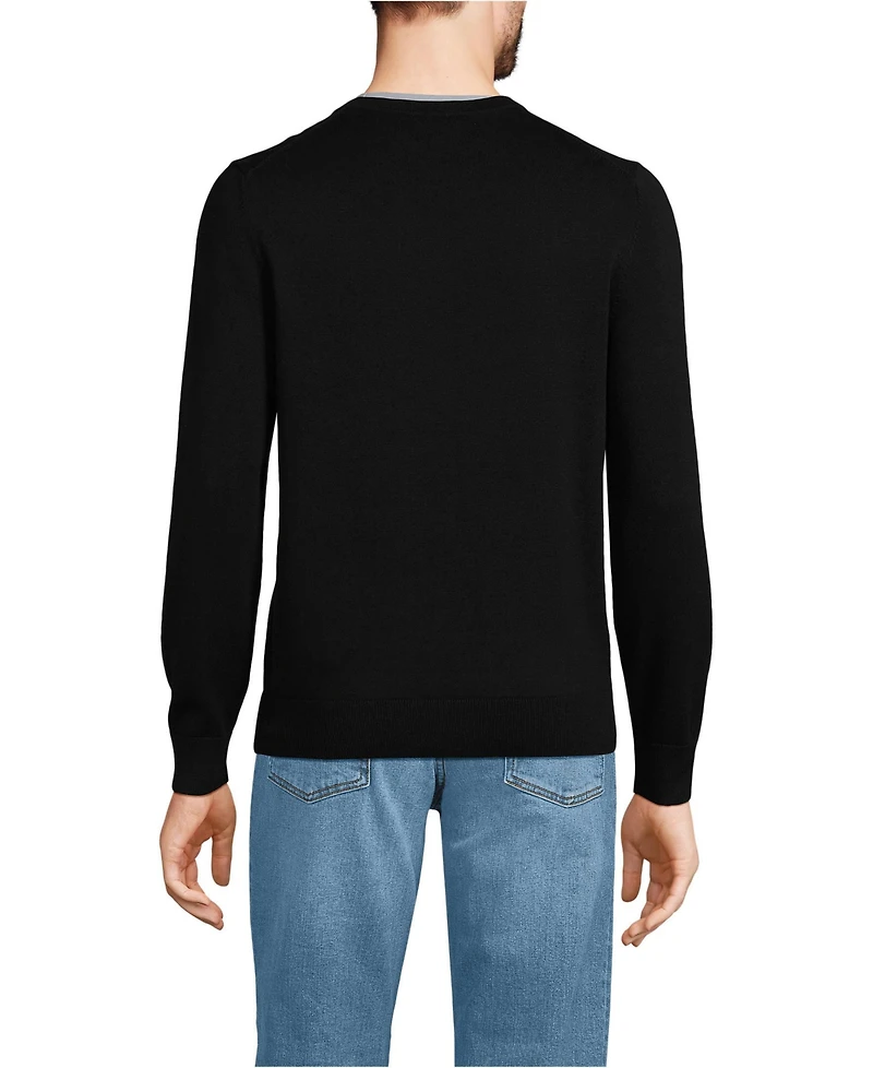 Lands' End Big & Tall Fine Gauge Cotton V Neck Sweater