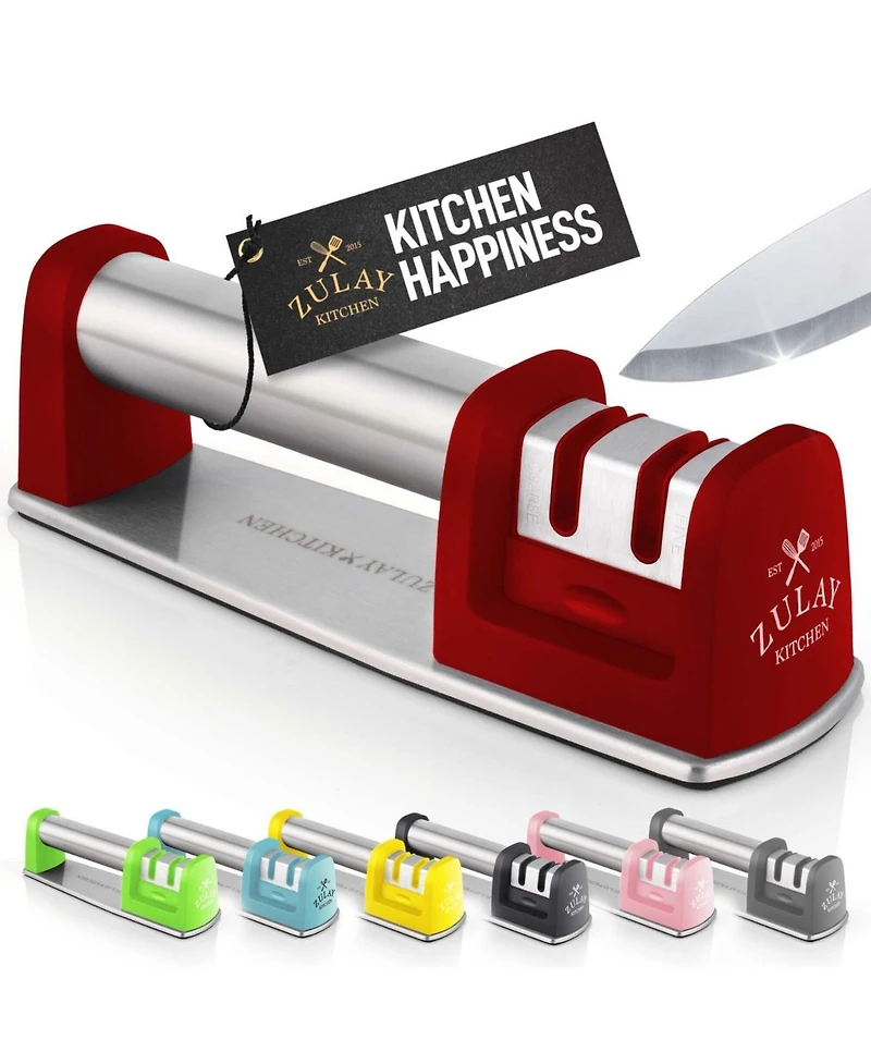 Premium Quality Knife Sharpener for Straight and Serrated Knives Stainless Steel Ceramic and Tungsten