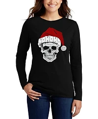 La Pop Art Women's Santa Skull Word Long Sleeve T-Shirt