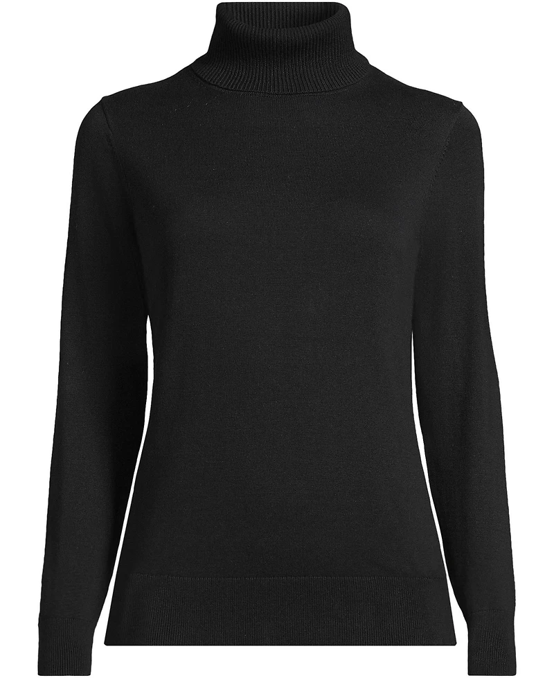 Lands' End Women's Fine Gauge Cotton Turtleneck Sweater
