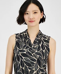 Anne Klein Petite Printed V-Neck Top