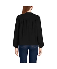 Lands' End Women's Pinwale Cord Smocked Popover Shirt