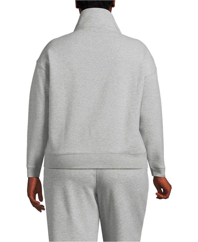 Lands' End Plus Relaxed Serious Sweats Long Sleeve 1/2 Zip Sweatshirt