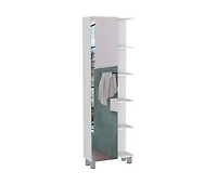 Depot E-shop Venus Mirror Linen Single Door Cabinet, Five External Shelves, Four Interior Shelves