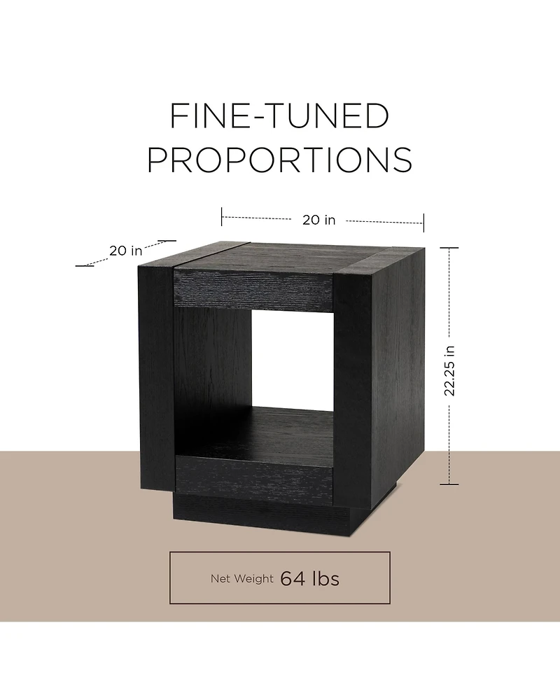 Maven Lane Artemis Contemporary Wooden Side Table in Refined Black Finish