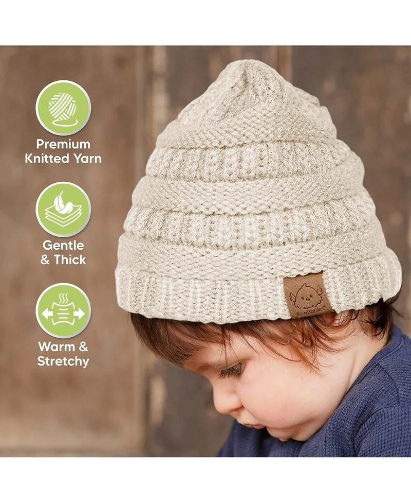 KeaBabies 3pk Warmzy Baby Beanies, 0-36 months Hats, Winter Hat for Newborn, Infant, Toddlers, Boys, Girls