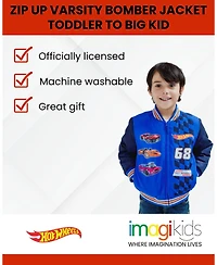 Hot Wheels Toddler Boys Zip Up Varsity Bomber Jacket to (3T - 10-12)
