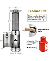 Sugift 34000 Btu Stainless Steel Round Glass Tube Patio Heaters